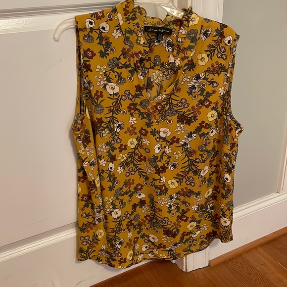 Cute Mustard and Floral Tank Top - Picture 1 of 3